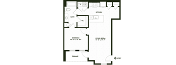 a floor plan of a house with a bedroom and a living room
