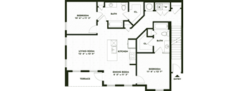 floor plan of the first floor of a bedroom apartment
