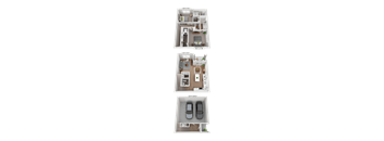 a 3d rendering of a house and its floor plans