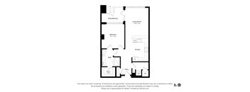 A black and white image of a floor plan for an apartment.