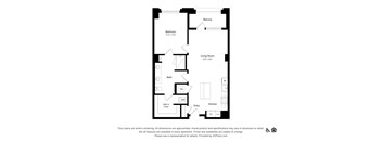 A black and white drawing of a floor plan for an apartment.