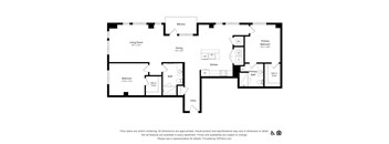 A black and white image of a floor plan for an apartment.