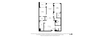 A black and white image of a floor plan for an apartment.