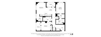 A black and white image of a floor plan for an apartment.