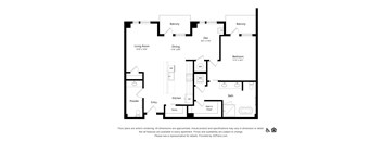 A black and white image of a floor plan for an apartment.