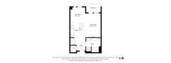 A black and white image of a floor plan for an apartment.
