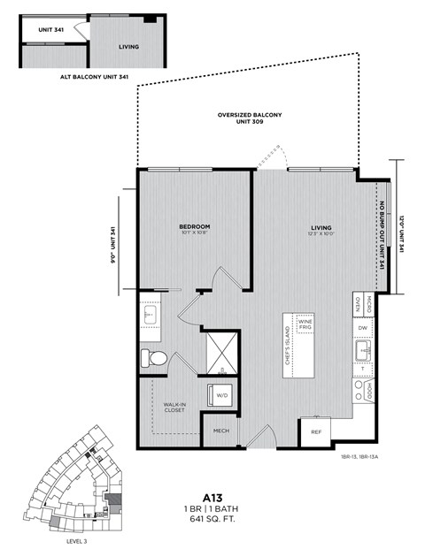 A floor plan for an apartment shows a living area, a bedroom, a bathroom, a kitchen, and a garage.
