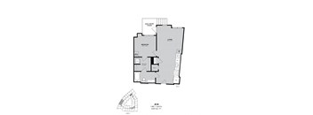 A floor plan for a home with a living room, bedroom, and bathroom.