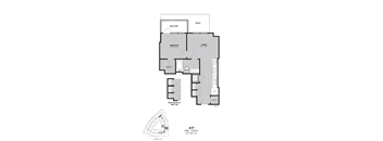 A floor plan of apartment A17 with a bedroom, living room, and bathroom.