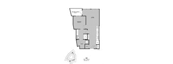 A drawing of a floor plan for apartment A6 with 1 BR and 1 bath.