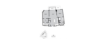 A floor plan of a 2 bedroom, 2 bathroom apartment with a balcony and living room.