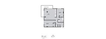 A floor plan of a condo unit with two bedrooms and a living area.