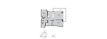 A black and white image of a floor plan for a condo unit.