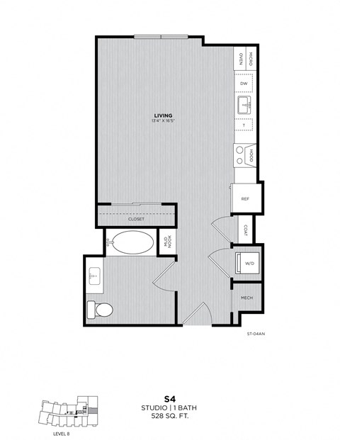 A floor plan for a studio apartment is labeled S4.