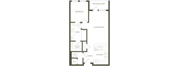 a floor plan of a unit with a bedroom and a living room