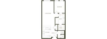 a floor plan of a unit with a bedroom and a living room