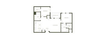 a floor plan of a living room and kitchen