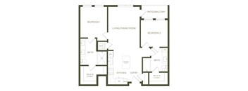 a floor plan of a living room and kitchen