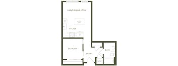 a floor plan of a living room and a bedroom