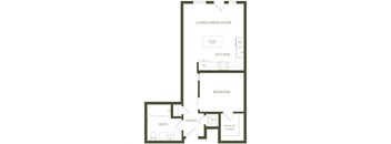 a floor plan of a unit with a bedroom and a living room