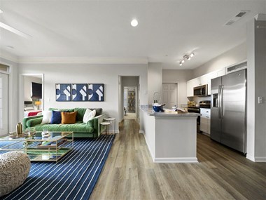 Living Room With Kitchen View at Belmont Place, Georgia