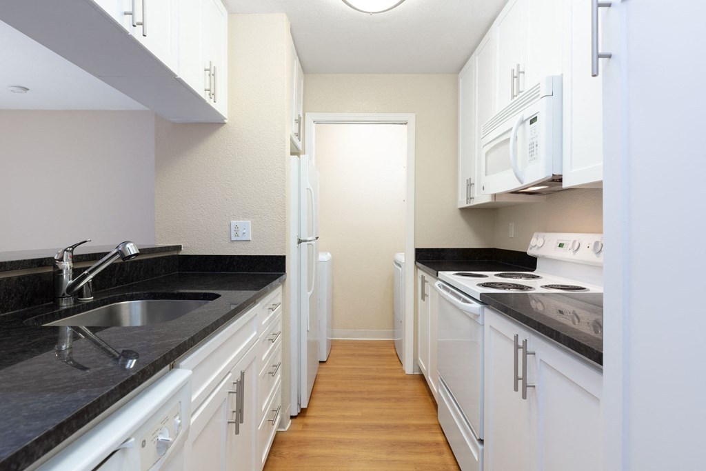 kitchen with white cabinets