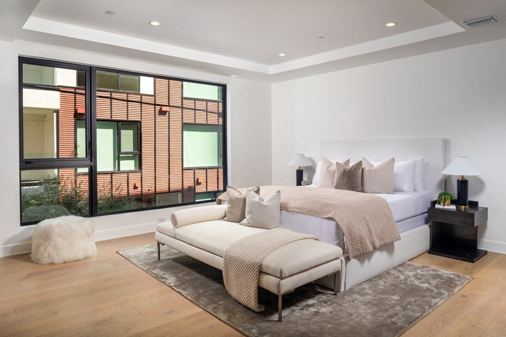 primary bedroom with large window