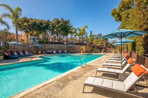 Swimming pool with lounge chairs