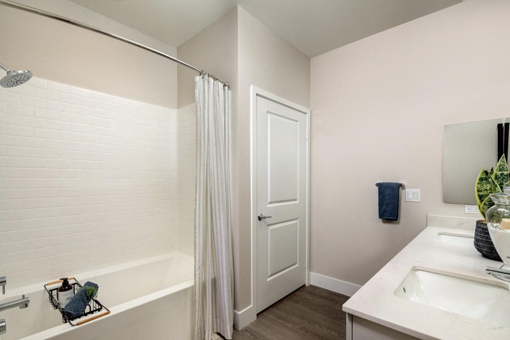 a bathroom with a shower and a sink