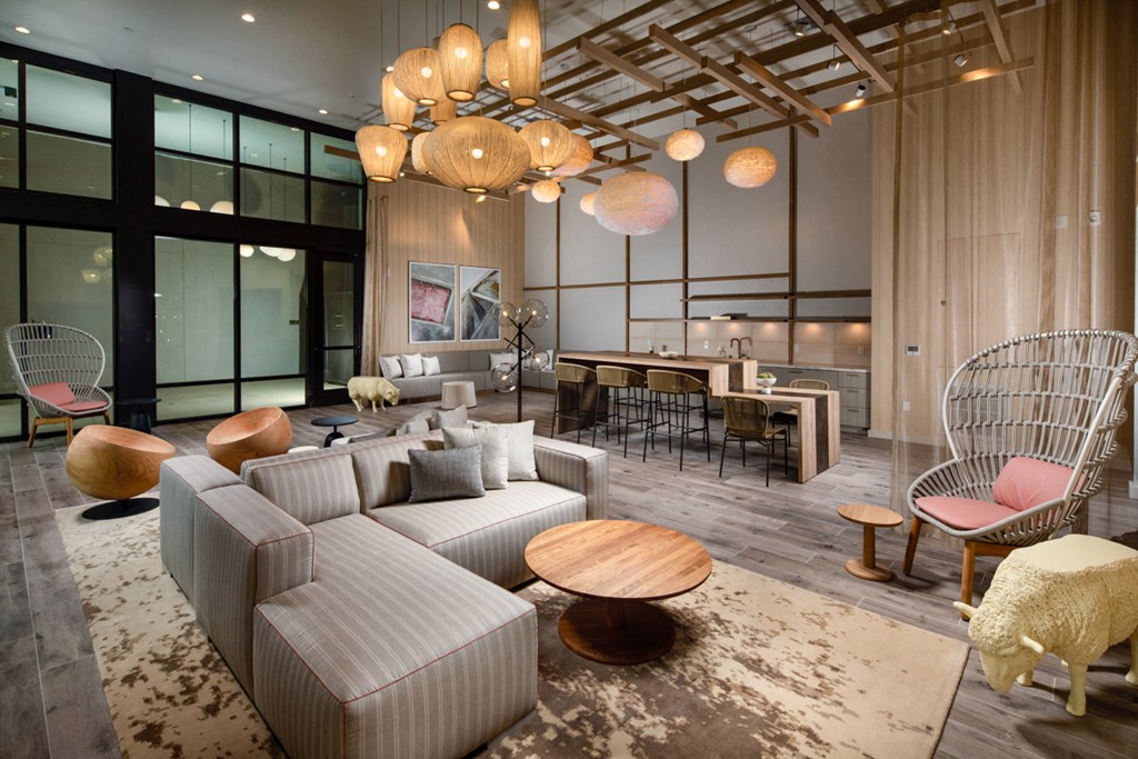 a rendering of a living room with a couch and a table