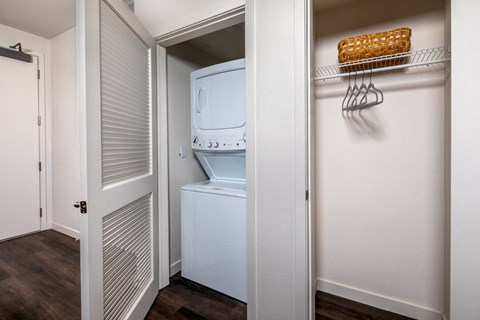 a small laundry room with a washer and dryer