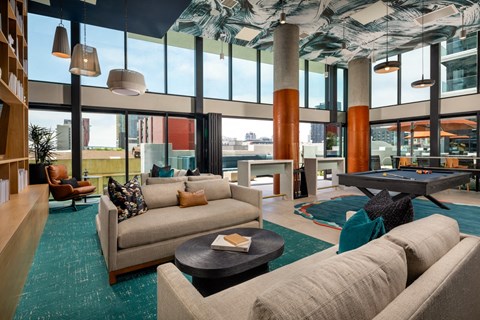 Clubhouse at the Wyatt Makers Quarter apartments in San Diego, CA