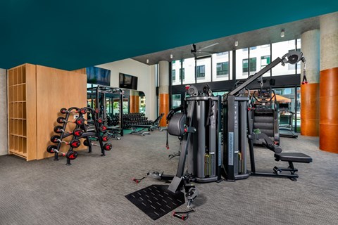 Fitness Center at the Wyatt Makers Quarter apartments in San Diego, CA