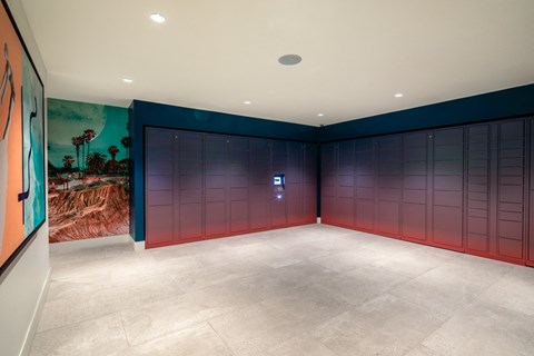 Mailroom at the Wyatt Makers Quarter apartments in San Diego, CA