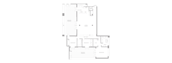 A floor plan of a house with a living room, two bedrooms, a bathroom, a kitchen, a wet bar, and a private terrace.