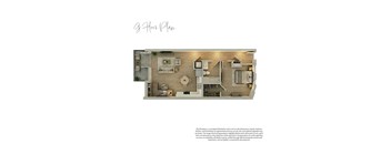 A 9-hour plan floor plan with a kitchen, living room, and bedrooms.