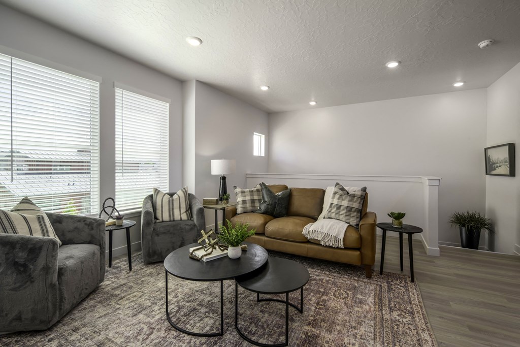 a living room with a couch and a coffee table