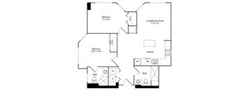 a floor plan of a two story house with a bedroom and a living room