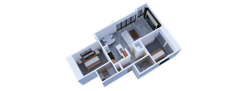 Jasmine 1,080 Sq.Ft. Floor Plan at Towne at Glendale, Glendale, California