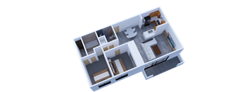 Hampton 980 Sq.Ft. Floor Plan at Towne at Glendale, Glendale, CA