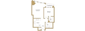 a floor plan of a house with a bedroom and a living room