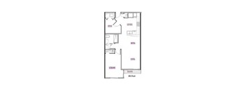 A floor plan of a house with labeled rooms such as Bedroom, Bathroom, Kitchen, Living room, and Dining.