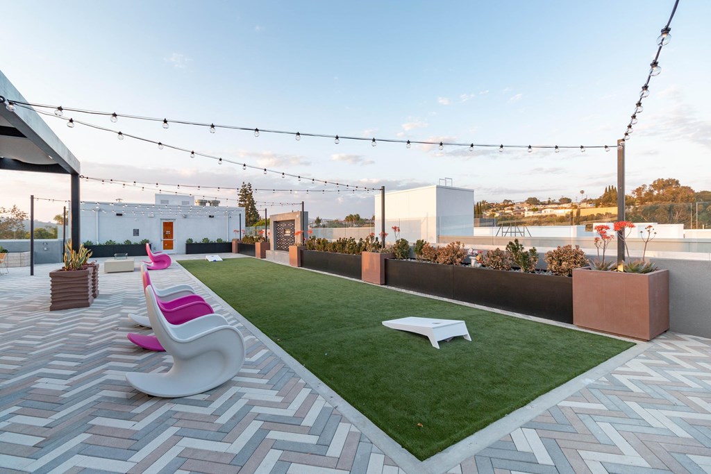 Outdoor lounge area at Gravity, California