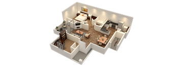 Grays - 3D floor plan - 907 SQFT