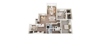 A detailed floor plan of a modern apartment layout.