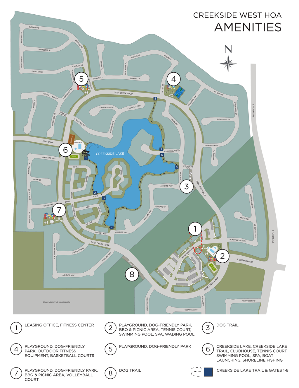 A map of the Creekside West Hoa Amenities.