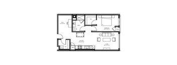 A floor plan of a house with a living room, kitchen, bedrooms and bathrooms.