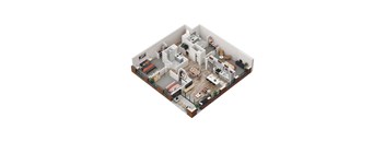A 3D image of a house interior.