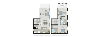 A floor plan of a two-story house with labeled rooms.