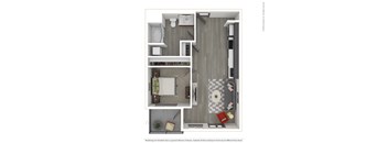 A 3D rendered image of a modern apartment.